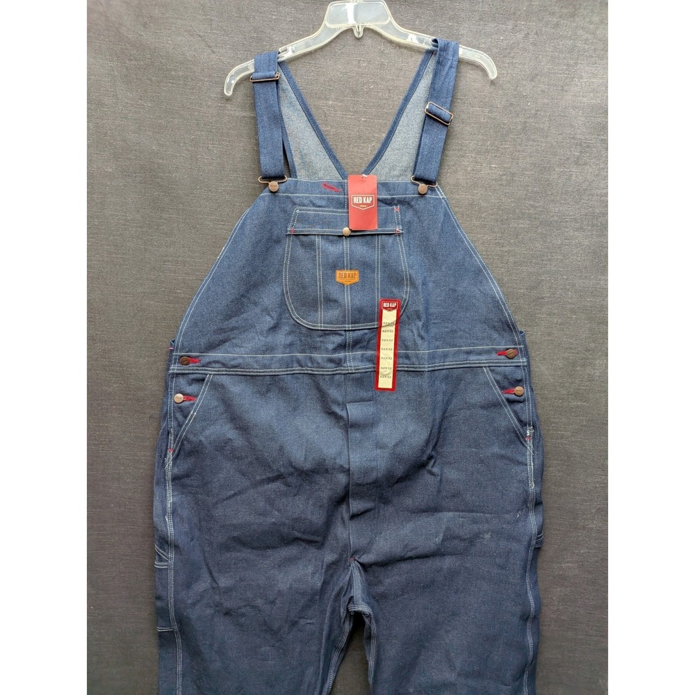 Red Kap Men's Denim Bib Overalls Dark Wash Size 52x32 100% Cotton Work Jeans NWT